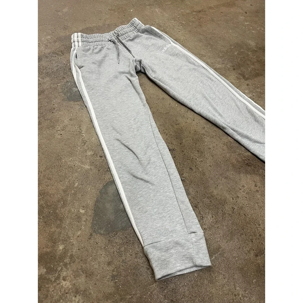 Adidas Sweatpants Youth‎ Small Gray 3-Stripes Jogger Ankle Athletic Gym Play